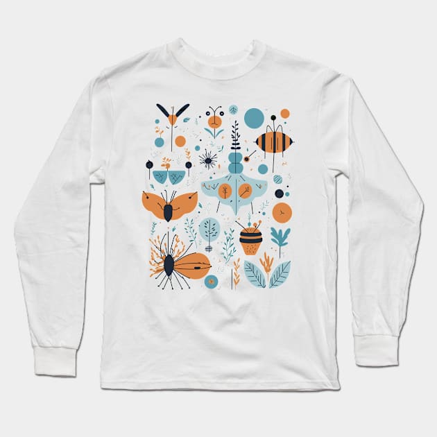 Bohemian Style Bugs Geometric Shapes Long Sleeve T-Shirt by ElMass